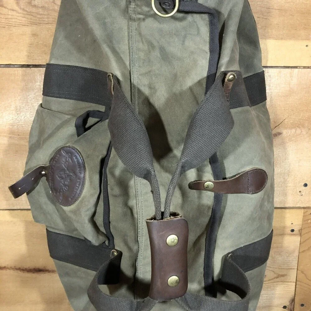 Vintage Frost River Explorer Waxed Canvas Duffle Bag Made USA NO SHOULDER STRAP - Picture 3 of 13